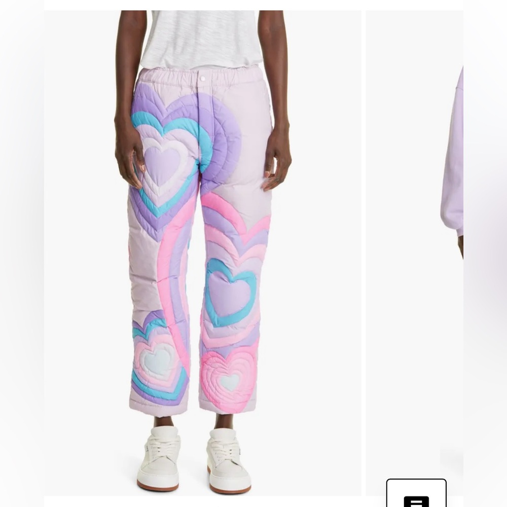 ERL Kids Quilted Heart-Print Pants - Pastel Pink & Purple